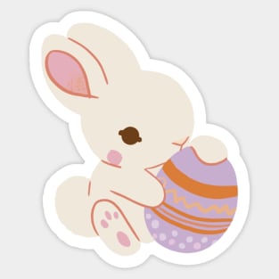 Cute Easter Bunny Rabbit With Egg Design Sticker